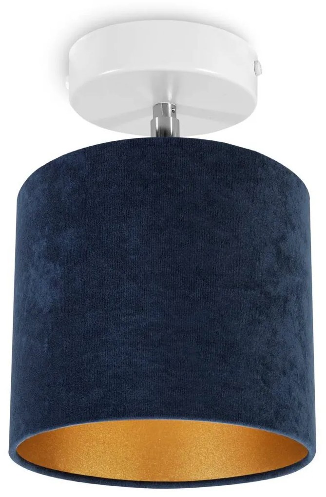 Stropné svietidlo MEDIOLAN, 1x modré/ zlaté textilné tienidlo, (výber z 2 farieb konštrukcie- možnosť polohovania)