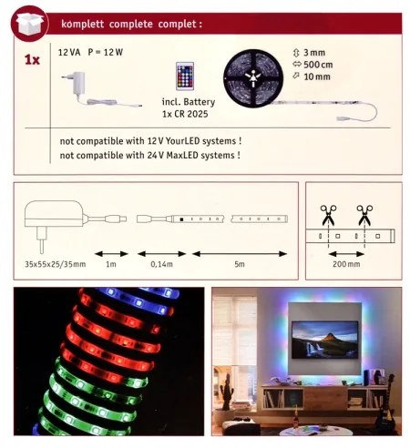 Paulmann 70513 - LED RGB/10W Stmievateľný pásik SIMPLED 5m 230V + DO