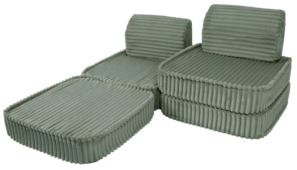 MeowBaby® Churros detská pohovka Basic, Olive Sage Green