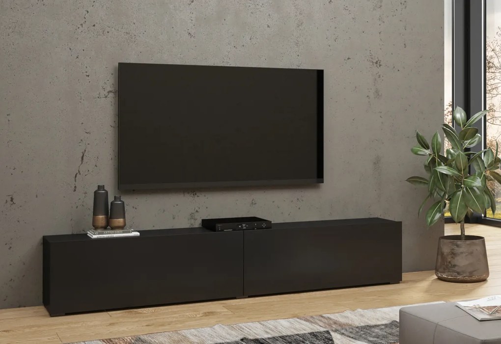 TV stolík AVANA 2KL, 180x35x30, čierna/wotan