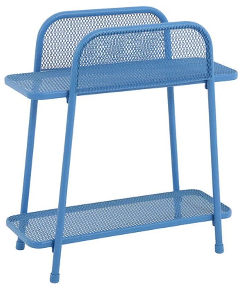 Modrý kovový odkladací stolík na balkón Garden Pleasure MWH, výška 70 cm
