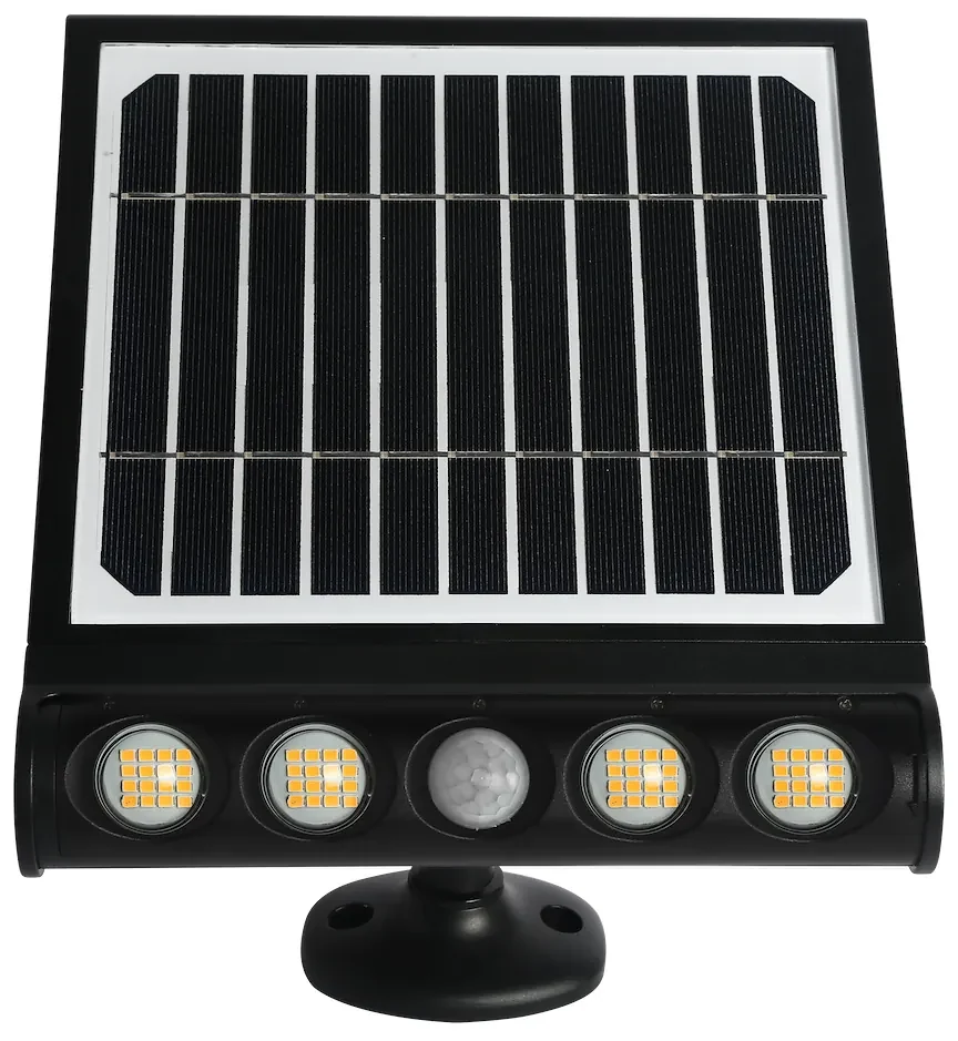 Exteriérové solárne LED svietidlo Talent, 4x LED 8w, čierna, pohybový senzor