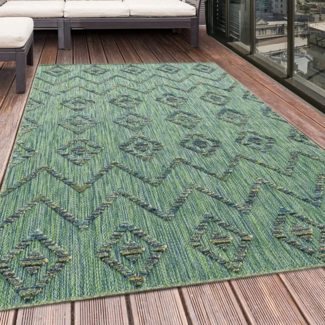Šnúrkový koberec Bahama 3D Boho zelený