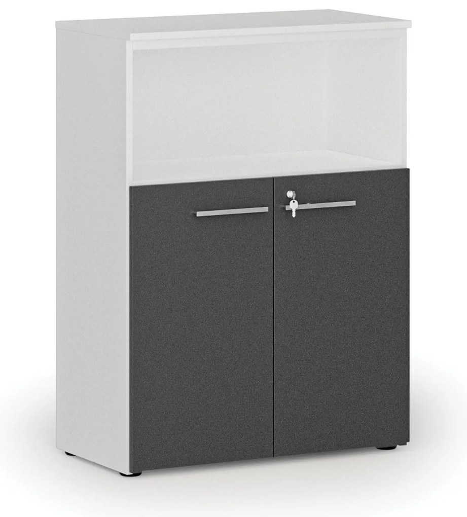 Kombinovaná kancelárska skriňa PRIMO WHITE, 800 x 420 x 1087 mm, biela/grafit