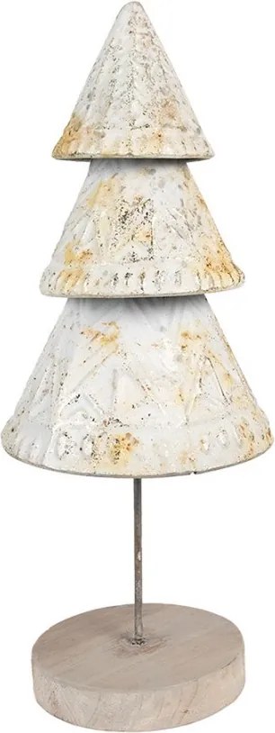 Bílý antik kovový dekorační stromek - Ø 12*32 cm