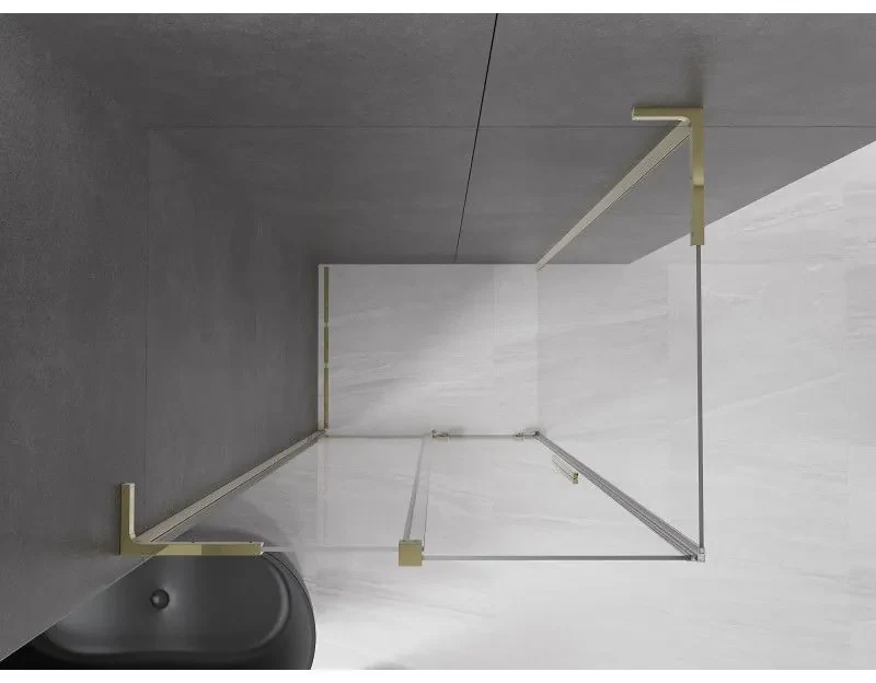 Mexen Velar L, sprchový kút s posuvnými dverami 110 x 120 cm, 8mm číre sklo, zlatá lesklá, 871-110-120-03-50