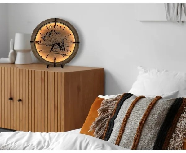 Li-Go 23697/DUB/BAT2 - LED stmievateľné hodiny so snímačom LED/1xAA, priemer 32 cm, dub