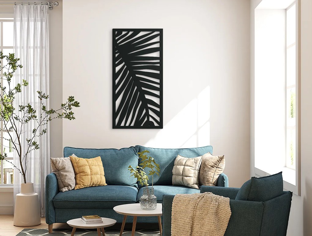 drevko Moderný obraz Palmový list Rozmer obrazu: 44,5 x 22 cm, Farba dekorácie: Čierna