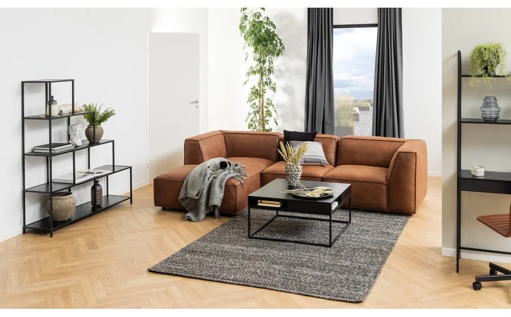 Koňakovohnedá rohová pohovka z recyklovanej kože Bonami Selection Fairfield, pravý roh, 282 cm