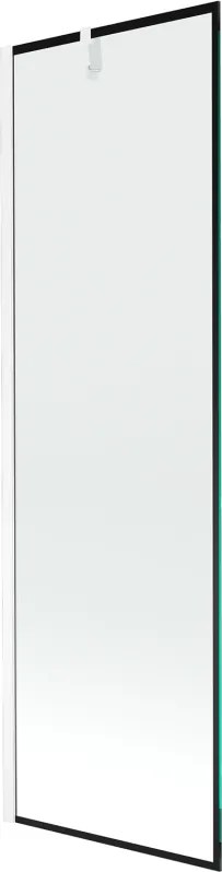 Mexen Next, vaňová zástena 1-krídlová 60 x 150 cm, fixné krídlo, 6 mm číre sklo s čiernym vzorom, chrómový profil, 895-060-000-00-70-01