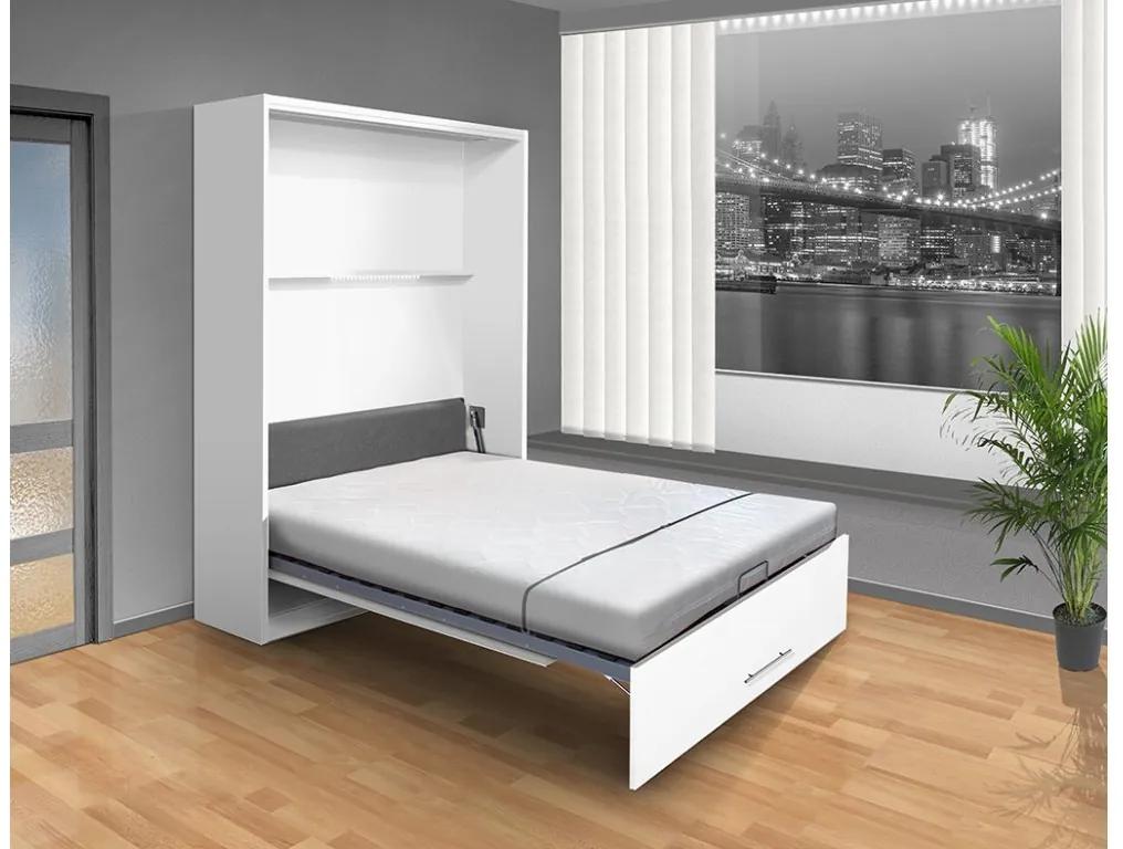Nabytekmorava Sklápacia posteľ VS 1054 P - 200x160 cm A nosnosť postele: štandardná nosnosť, farba lamina: biela 113