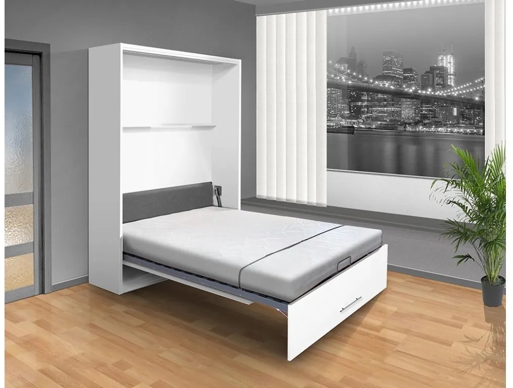 Nabytekmorava Sklápacia posteľ VS 1054 P - 200x160 cm A nosnosť postele: štandardná nosnosť, farba lamina: orech lyon/biele dvere