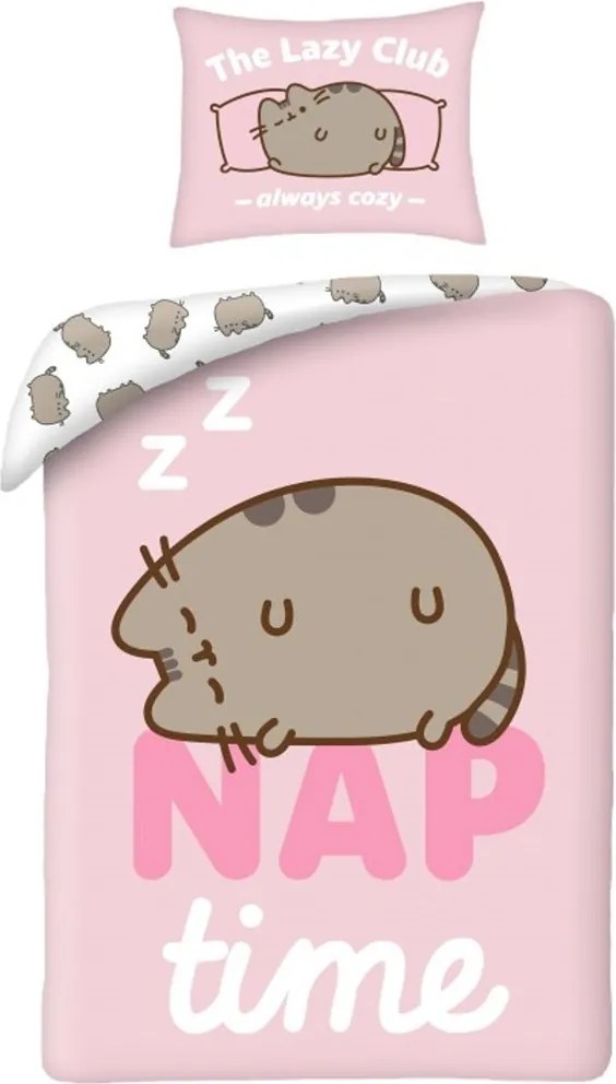 Posteľné obliečky z mikrovlákna Pusheen - motív NAP time - 70x90 cm + 140x200 cm