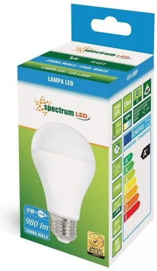 Toolight Toolight, LED žiarovka E27 230V, 9W, 980lm, 6000K, WOJ+14612, studená biela, OSW-02221