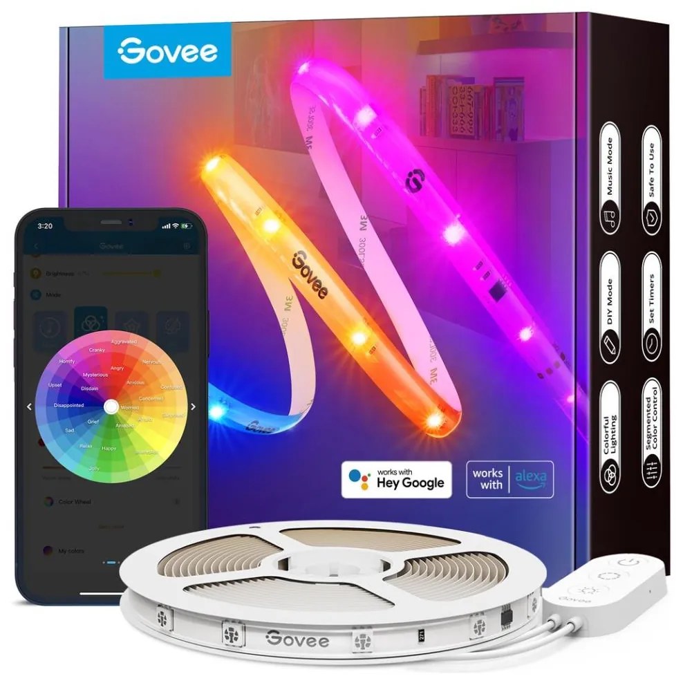 Govee Govee - Wi-Fi RGBIC Smart PRO LED pásik 10m - extra odolný GV0017