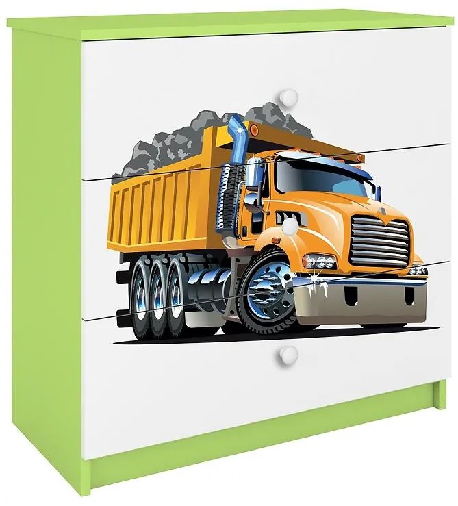 Detská komoda Babydreams zelená – Nákladné auto