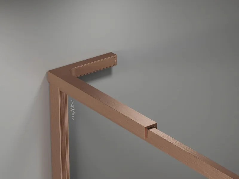 Mexen, Mexen Kioto-F L sprchová stena s rámom 90 x 202 cm, priehľadná 8 mm, brúsená meď - 800-090-174-65-00