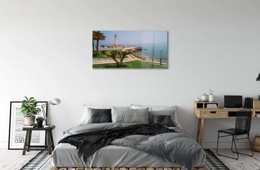 Sklenený obraz Španielsko pobreží maják 140x70 cm