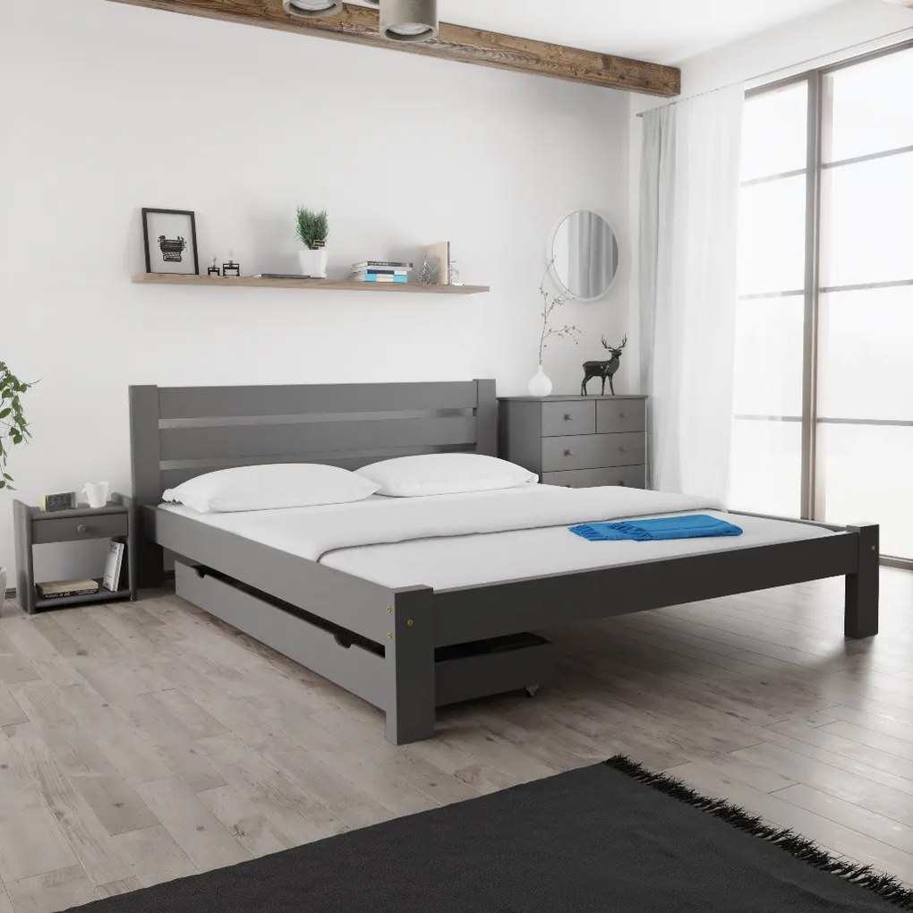 Posteľ Amelia 180 x 200 cm, sivá Rošt: S lamelovým roštom, Matrac: Bez matraca