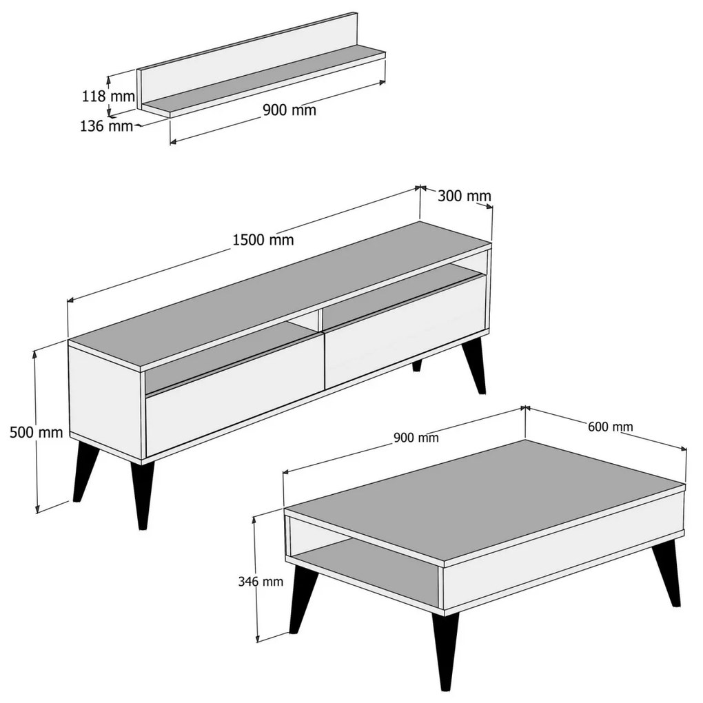 Súprava obývacieho nábytku Best biela