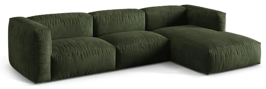 Zelená zamatová modulárna rohová pohovka (pravý roh/s leňoškou) Martina – Micadoni