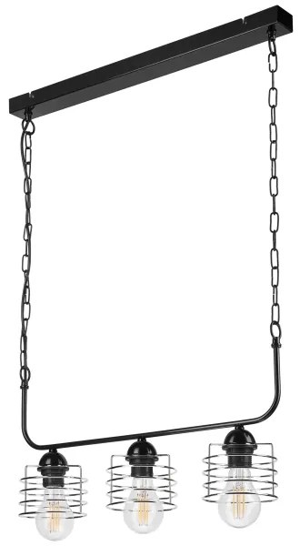 Luster na reťazi MORGAN 3xE27/60W/230V čierna/chróm