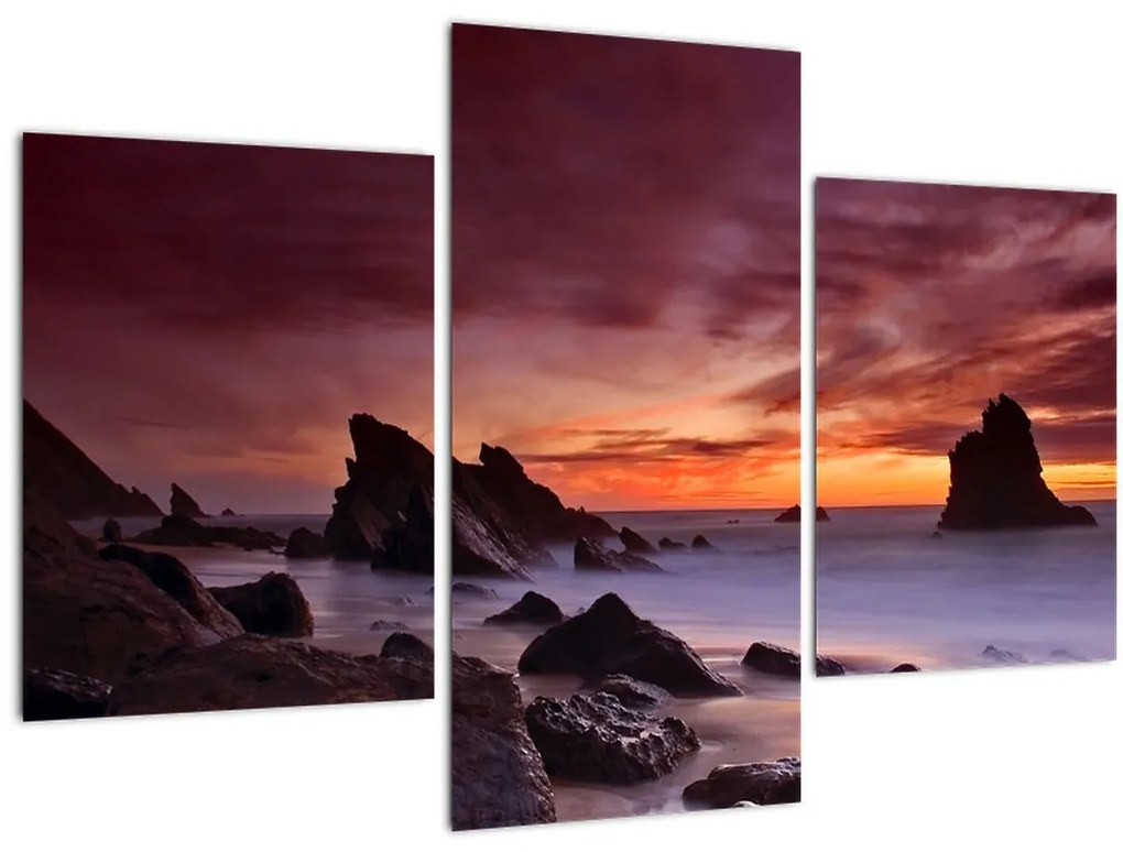 Obraz západu slnka na pobreží (90x60 cm)