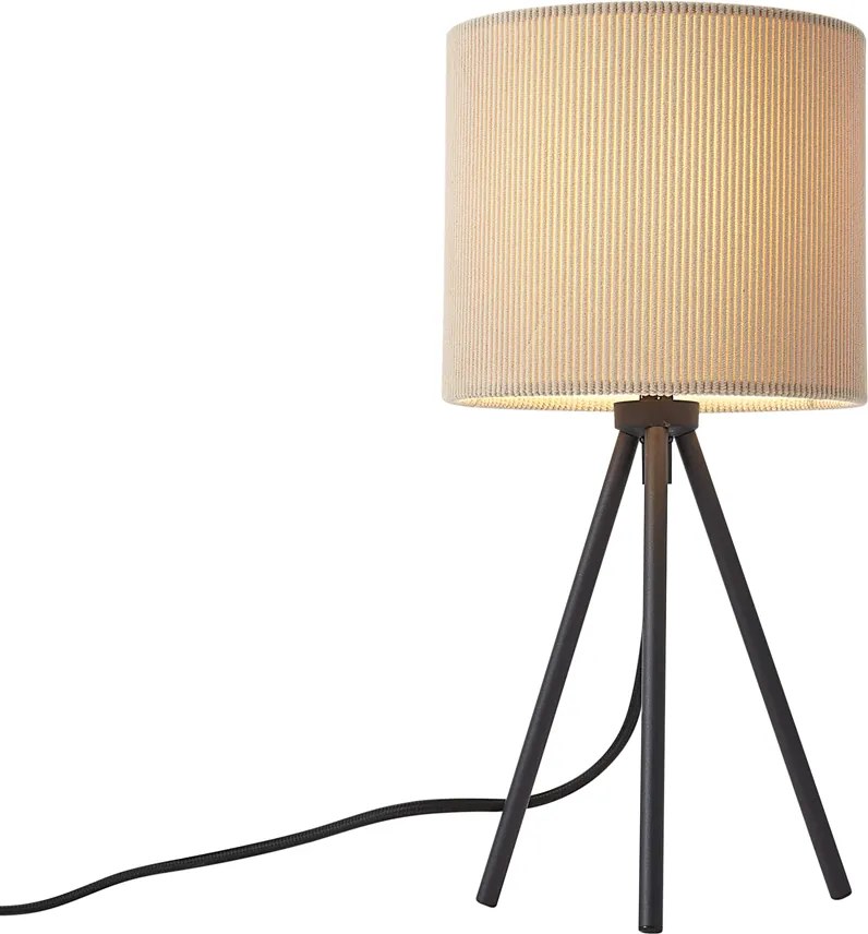 Moderná stolná lampa sivohnedá so zamatovým tienidlom - Luz