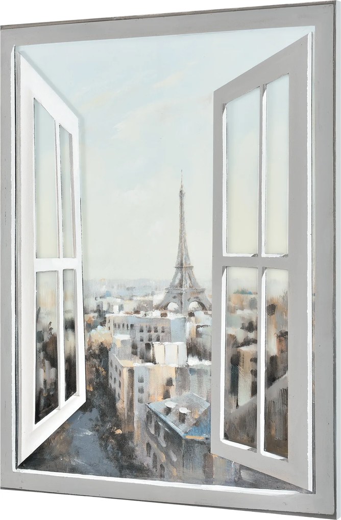 [art.work] Ručne maľovaný obraz - výhľad z okna 2 (svetlý) - plátno napnuté na ráme - 120x90x3,8 cm