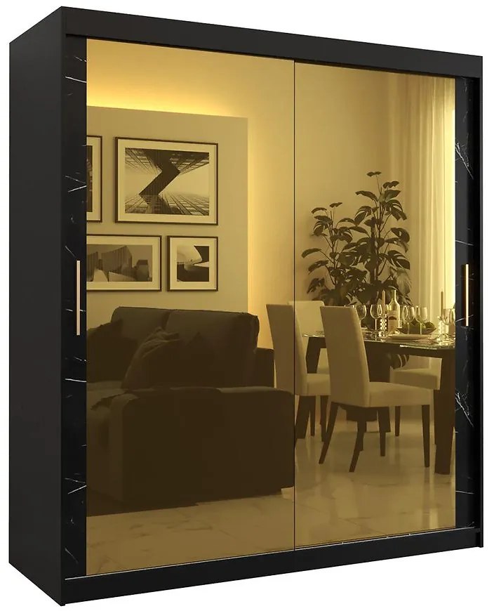 Skriňa Platinum T3 180 čierna marmur/čierna