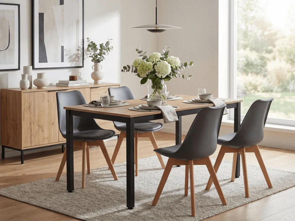 Tmavosivá stolička KITO s bukovými nohami