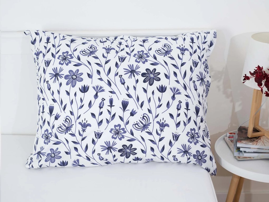 Bavlnená obliečka na vankúš Renforcé 70 × 90 cm – Lúčne kvety