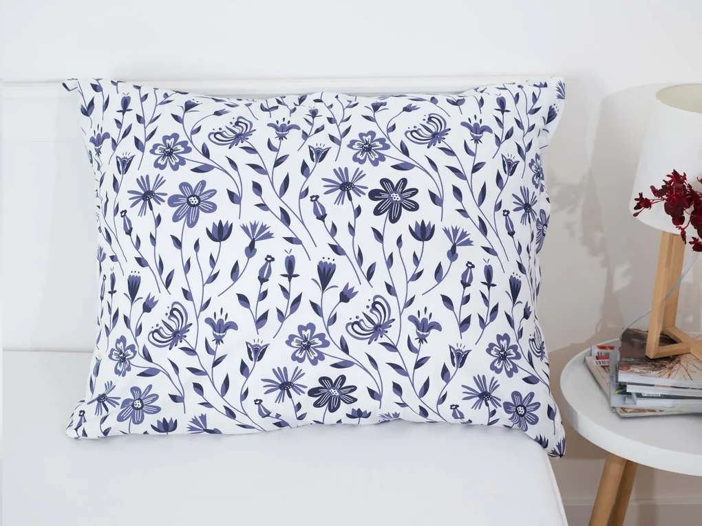 Bavlnená obliečka na vankúš Renforcé 70 × 90 cm – Lúčne kvety