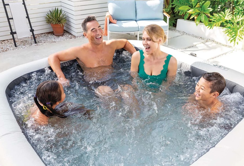 Nafukovacia vírivá vaňa štvorcová 4 osoby 175x71 cm prémiové príslušenstvo INTEX 28450