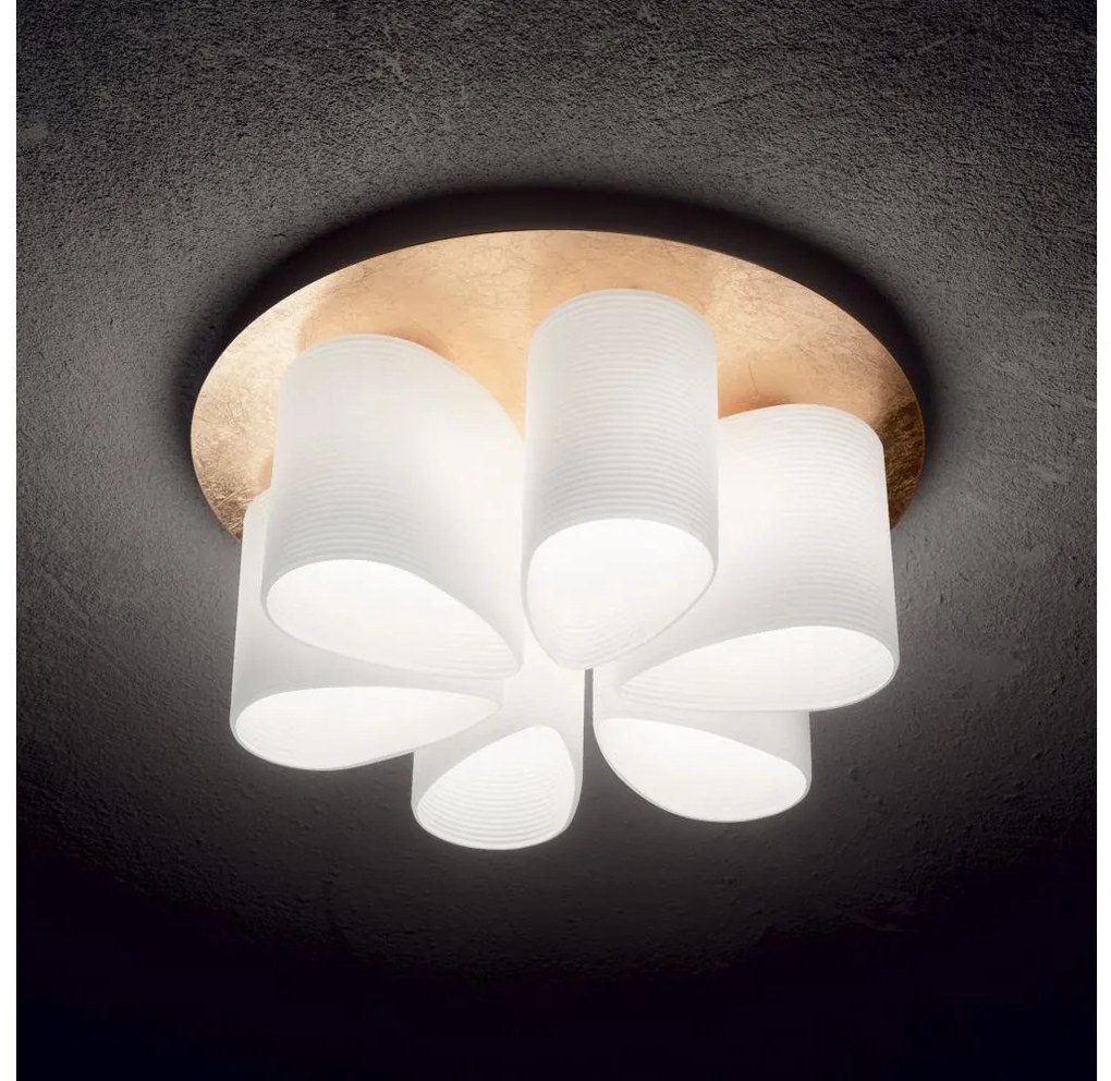 Ideal Lux - Stropné svietidlo DAISY 6xE27/52W/230V pr. 60 cm zlatá/biela