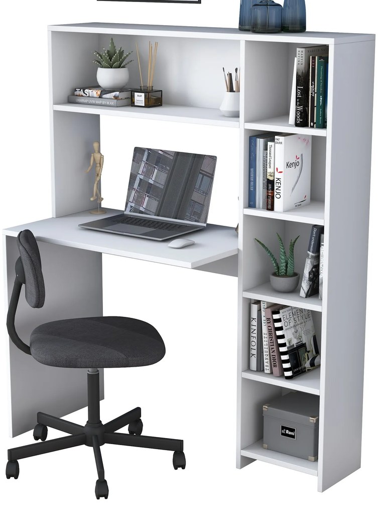 Písací stôl s policou Hapos 113 cm biely