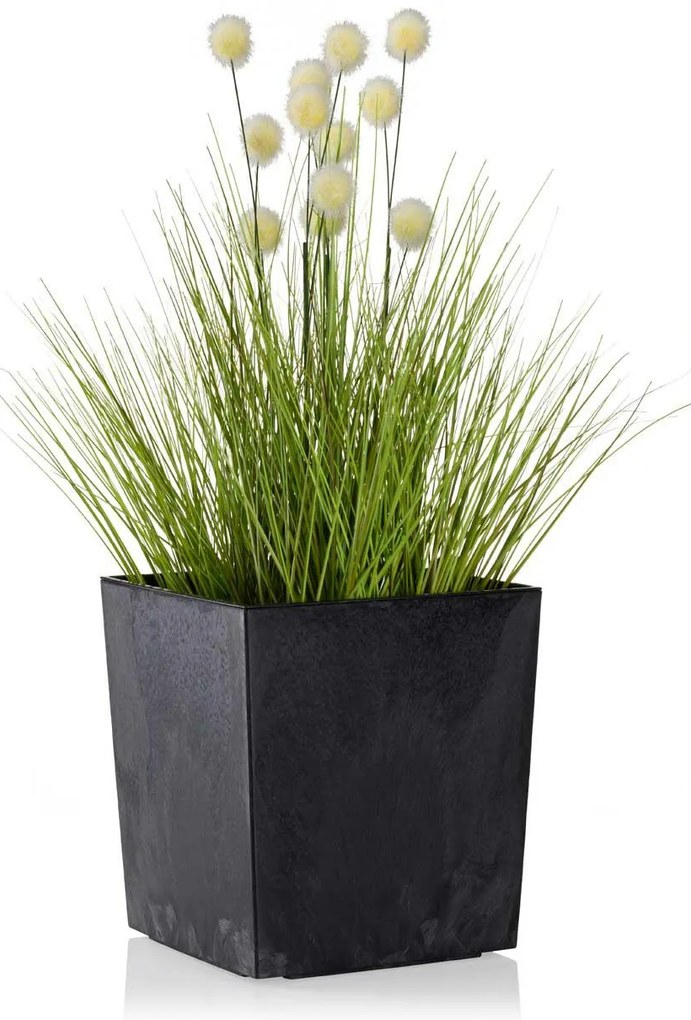PLASTOVÝ KVETINÁČ FLORE 19X19 CM IMITÁCIA BETÓNU ČIERNA