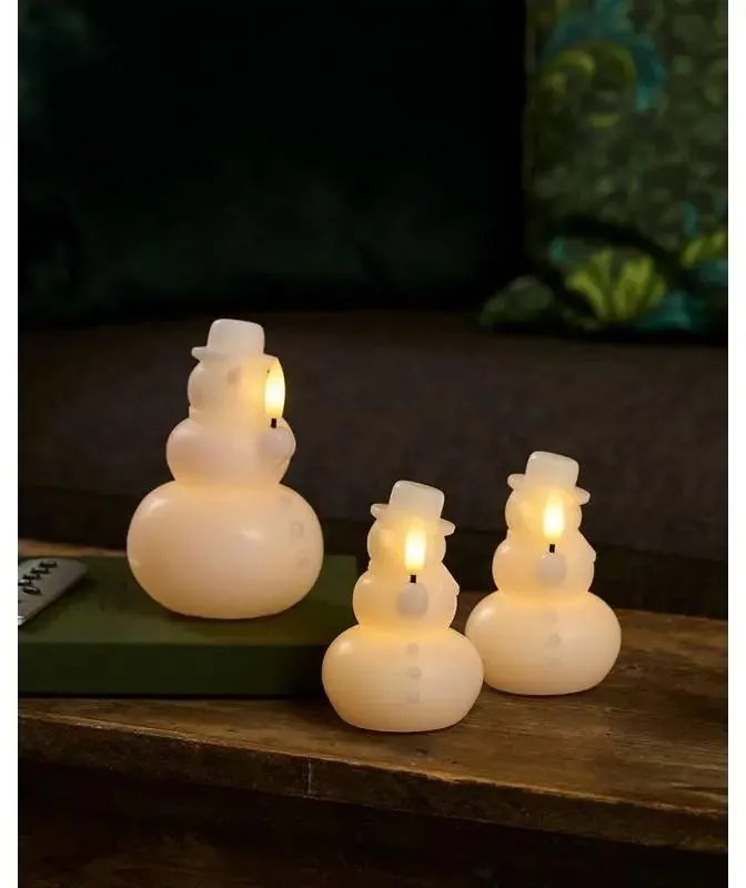 SIRIUS LED vosková svíčka sněhulák, bílý, sada 2 kusy, 10 cm