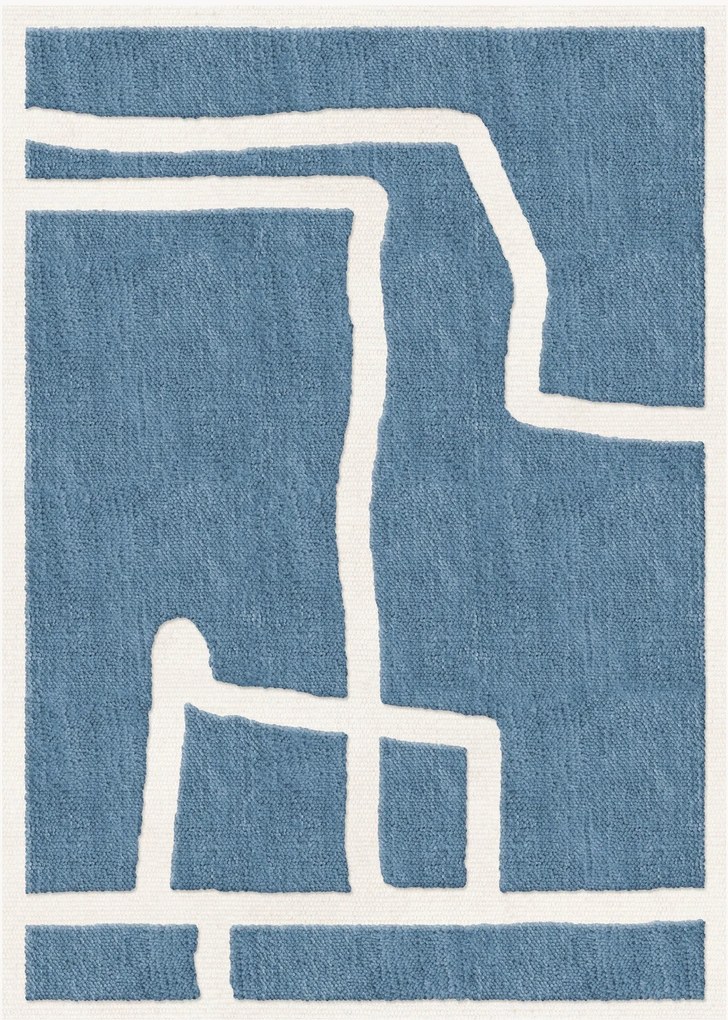 Ručne tkaný vlnený koberec's nízkym vlasom Gotland