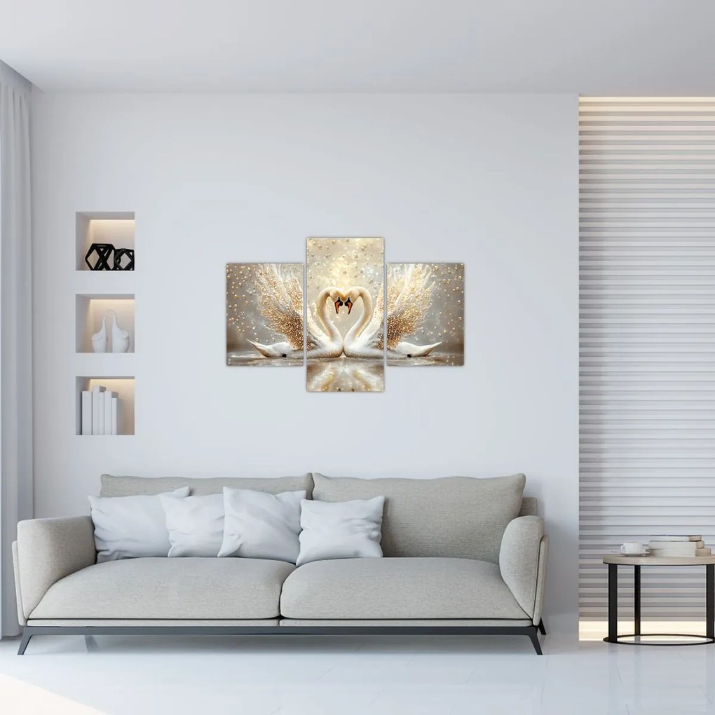 Obraz - Zlaté labute (90x60 cm)