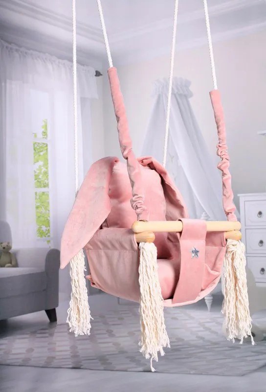 Hojdačka pre deti králik/ružová