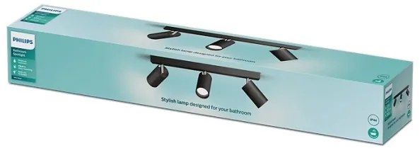 Philips - Kúpeľňové bodové svietidlo IDRIS 3xGU10/5W/230V IP44 čierna