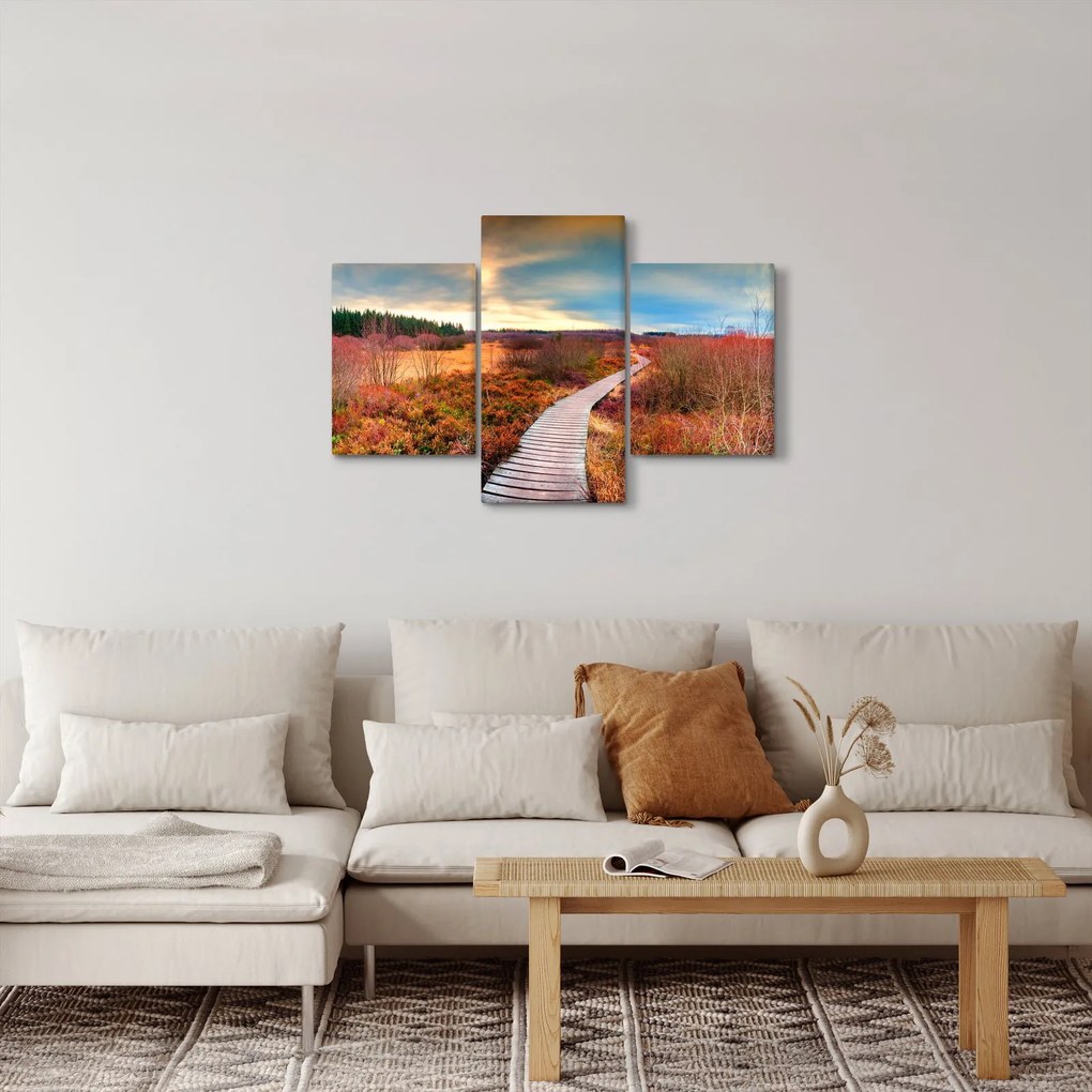 Obraz - Jesenná cesta krajinou (90x60 cm)