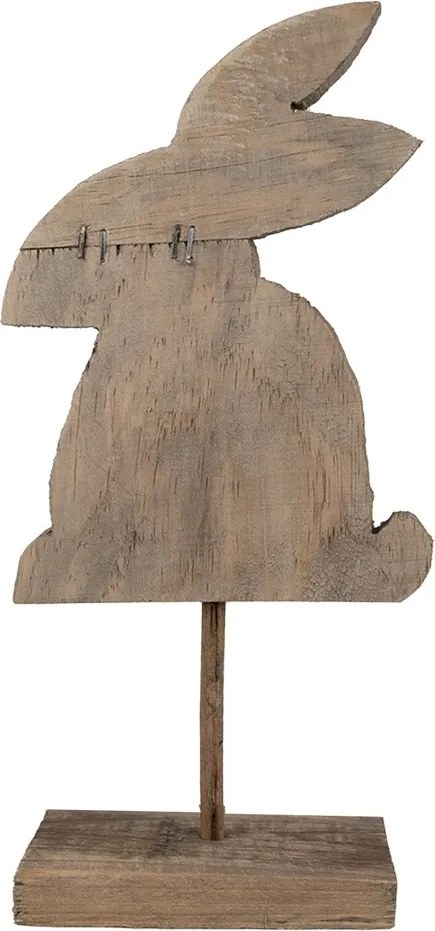 Hnedá antik drevená dekorácia králik na podstavci - 14*8*30 cm