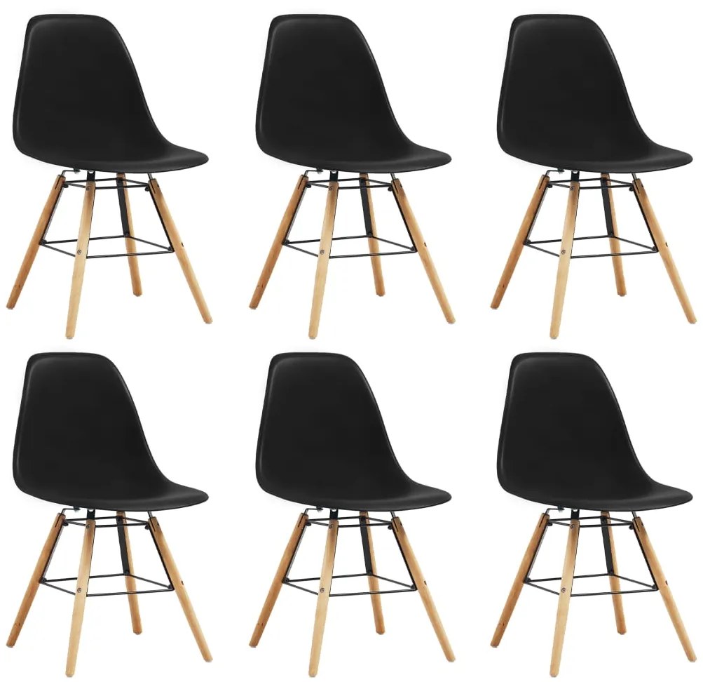 vidaXL Jedálenské stoličky 6 ks, čierne, plast