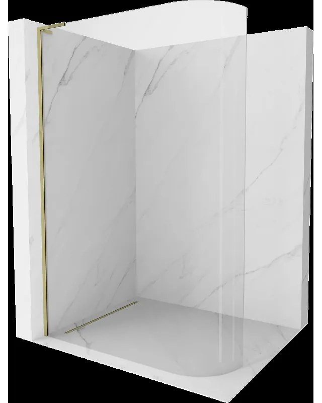 Mexen Kioto L zaoblená sprchová stena Walk-in 100 x 200 cm, transparentná, zlatá - 800-100-103-50-06