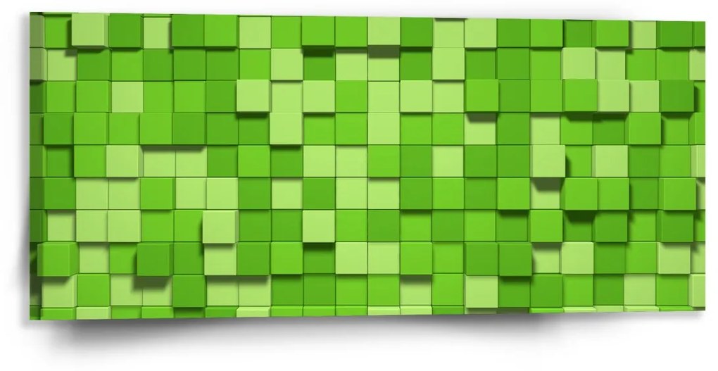 Sablio Obraz Green Blocks 3D - 110x50 cm