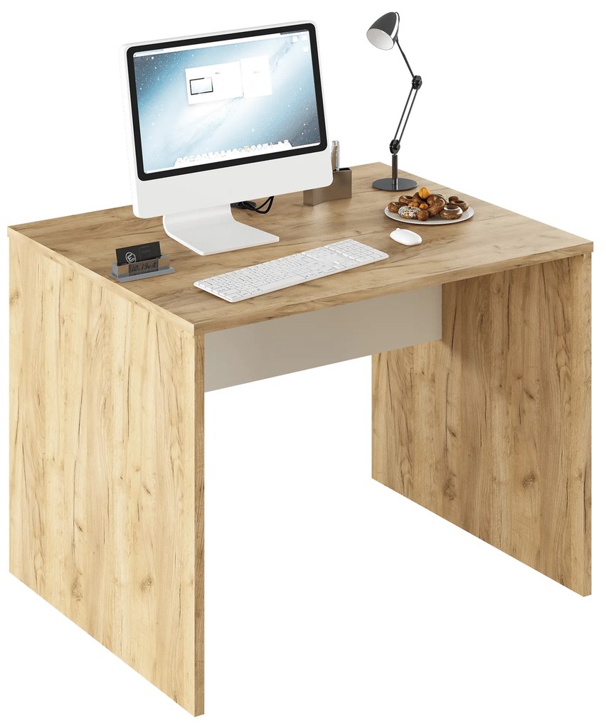 PC stôl, dub artisan/biela, RIOMA TYP 12