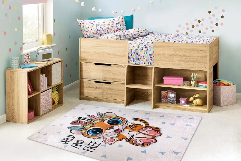 Detský kusový koberec Bambino 1960 Tiger indian white, 120x170, viacfarebná, detská izba, Dywany Łuszczów