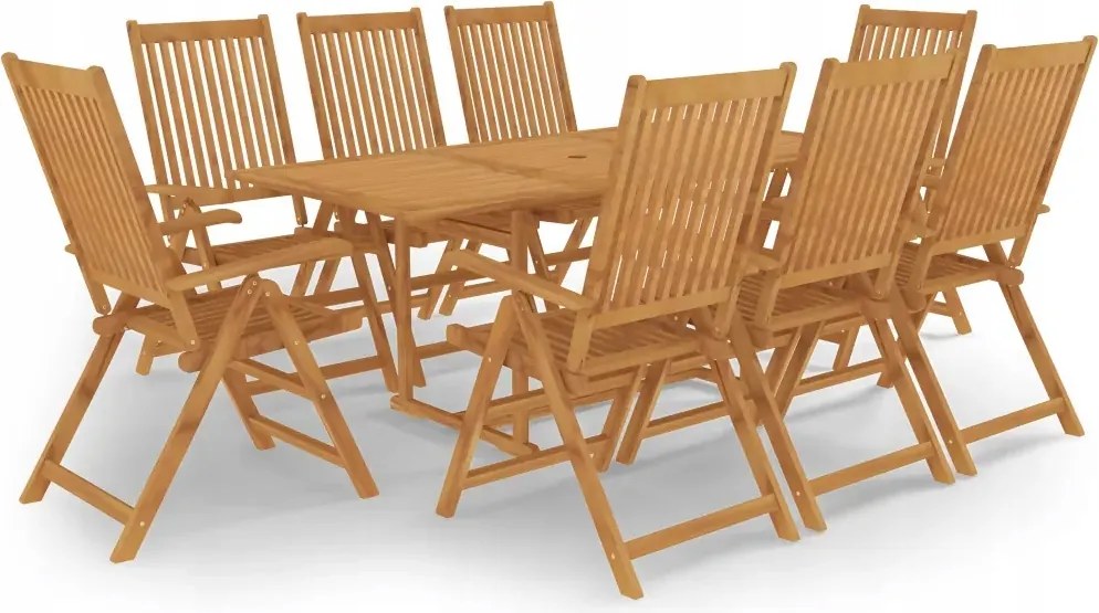 vidaXL 9-dielna záhradná jedálenská súprava tíkový masív